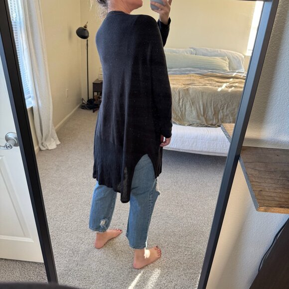 Athleta Black Split Hem Longline Black Cardigan Size Medium - Picture 6 of 11